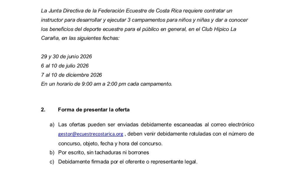 Licitación de entrenador