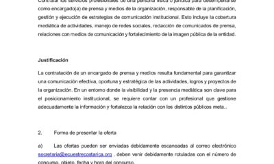 LICITACIÓN REDUCIDA N° FECR – CD2026- 02“CONTRATACIÓN SERVICIO DE ENCARGADO DE PRENSA Y MEDIOS