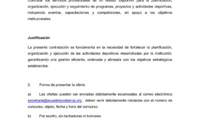 LICITACIÓN REDUCIDA N° FECR – CD2026- 01“CONTRATACIÓN SERVICIO DE GESTOR DEPORTIVO